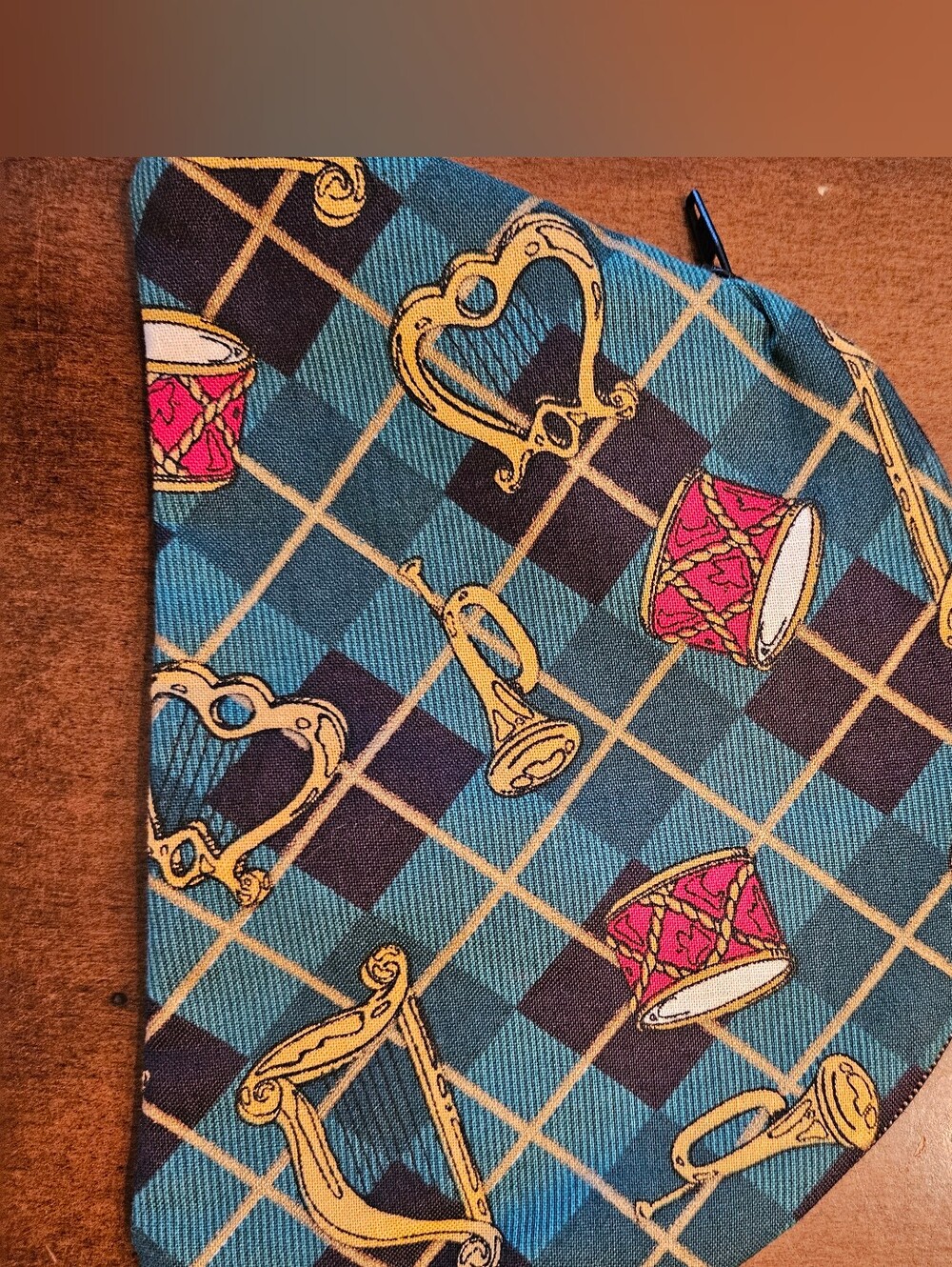 Green Plaid Instrument Print  Pouch